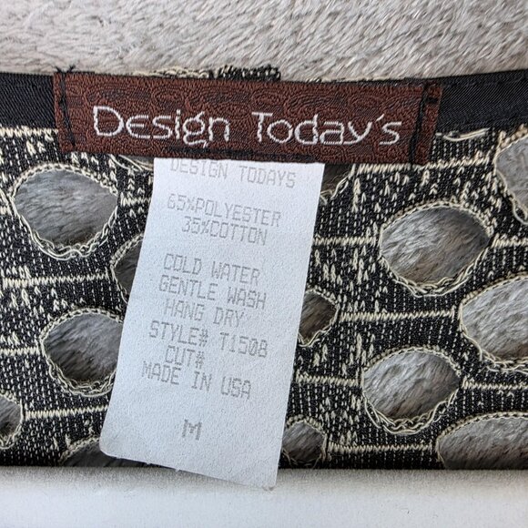 Design Today's Shirt Womens Medium Beige Black Cutout Lace Tunic Made USA - Picture 2 of 8